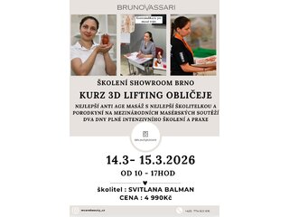 Školení "Kurz 3D lifting obličeje"  v Brně 14.3. - 15.3.2026